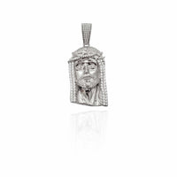 Jesus Head CZ Pendant (Silver).