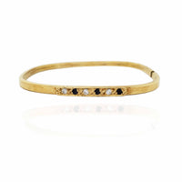 Black and White Stone Bangle Bracelet (14K).