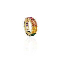 Emerald-Cut Rainbow Stone Eternity Band (Silver)