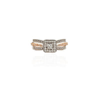 Two-Tone Diamond Princess Cut Square Ring (14K).