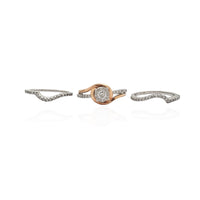 Two-tone Three-Piece Set Diamond Rose Ring (14K).