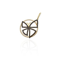 Butterfly Enclosed In a Circle CZ Pendant (14K).