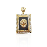 Lion Head Bust CZ Pendant (10K).