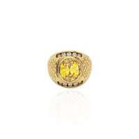 Oval Shape Stone Halo CZ Ring (14K).