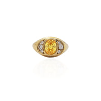 Oval Shape Stone Halo CZ Ring (14K).