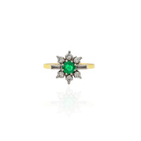 Diamond Petaled Emerald Flower Ring (18K)