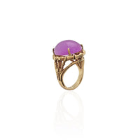 Purple Jade Stone Bamboo Ring (14K).