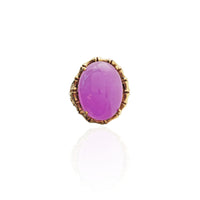 Purple Jade Stone Bamboo Ring (14K).