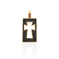Black Stone Plaque Germanic Cross Pendant (14K).