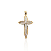 Two-Tone Diamond Cut Cross Pendant (14K).