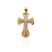 Two-Tone Cross CZ Pendant (14K)