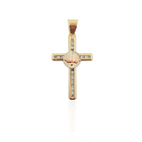 Rosy Dove CZ Cross Pendant (14K)