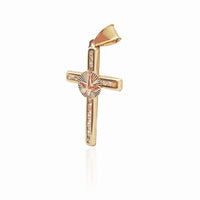 Rosy Dove CZ Cross Pendant (14K)