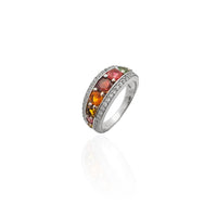 Elegant Multi-color CZ Ring (Silver)