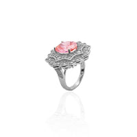 Rosy Bloom Cocktail Ring (Silver)