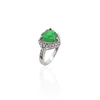 Green Heart CZ Ring (Silver).