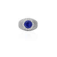 Blue Stone Gem-Striated Ring (Silver)