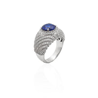 Blue Stone Gem-Striated Ring (Silver)
