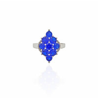Blue Stone Ellipse Cluster Ring (Silver)