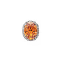 Orange Stone Halo Mount Ring (Silver)