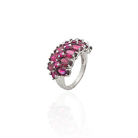 Cluster Oval Purple Stones CZ Ring (Silver).