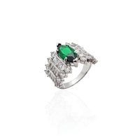 Fancy Green Marquise Center Stone Ring (Silver)