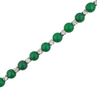 Beaded Jade and CZ Bracelet (Silver)