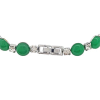 Beaded Jade and CZ Bracelet (Silver)