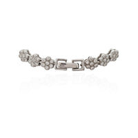 Rosy Stone Flower-Link Tennis Bracelet (Silver)