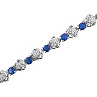 Petaled Link Blue Stone Tennis Bracelet (Silver)
