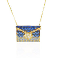 Engravable Glittery Blue Handbag Necklace (14K)