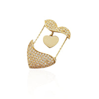 Double Heart CZ Pendant Necklace (14K).