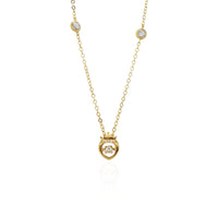Heart Crown CZ Pendant Necklace (14K).