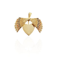 Clamshell Heart CZ Pendant (14K).