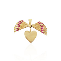 Clamshell Heart CZ Pendant (14K).