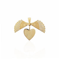 Clamshell Heart CZ Pendant (14K).