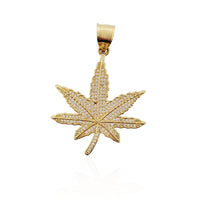 Cannabis Leaf CZ Pendant (14K).