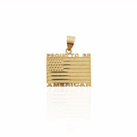 Flag of USA *Proud to be American* Pendant (10K)