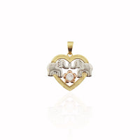 Tri-color Elephant Heart CZ Pendant (14K).