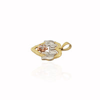 Tri-color Elephant Heart CZ Pendant (14K).