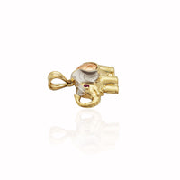 Tri-Color Elephant CZ Pendant (14K).