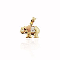 Tri-Color Elephant CZ Pendant (14K).