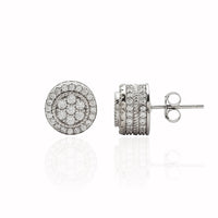 Iced-Out Gateau Stud Earrings (Silver)