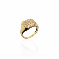 Iced-Out Rounded Square Signet Ring (14K)