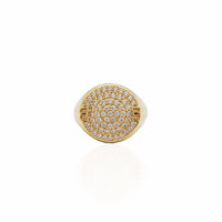 Iced-Out Circular Signet Ring (14K)