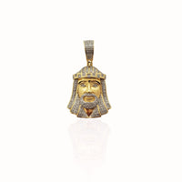 Diamond Jesus Head Pendant (10K).