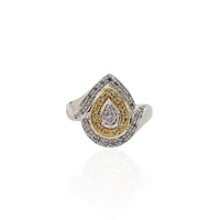 Two-tone Diamond Teardrop Ring (10K)