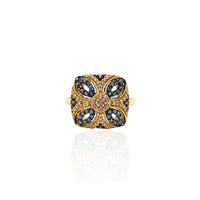 Diamond Kaleidoscopic Square Cocktail Ring (14K)