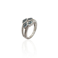 Diamond Quadruple Blue Floret Cocktail Ring (14K)