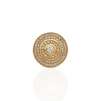 Diamond Iced-Out Round Shield Statement Ring (18K)